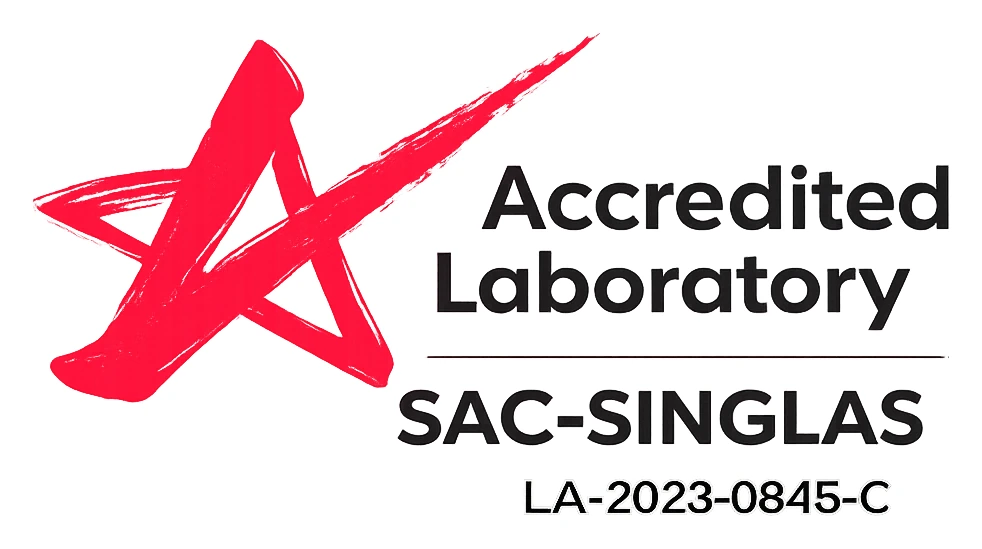 SAC-SINGLAS Accredited Laboratory LA-2023-0845-C ISO/IEC 17025
